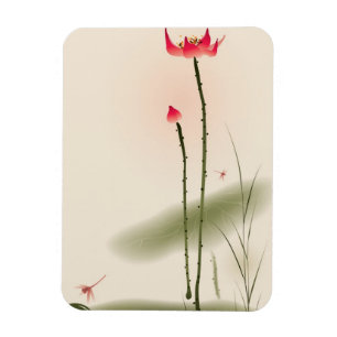Ímã Pintura oriental do estilo, Lotus alto