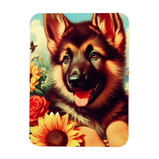 Ímã Pintura para pinos de German shepherd cômodo (Vertical)