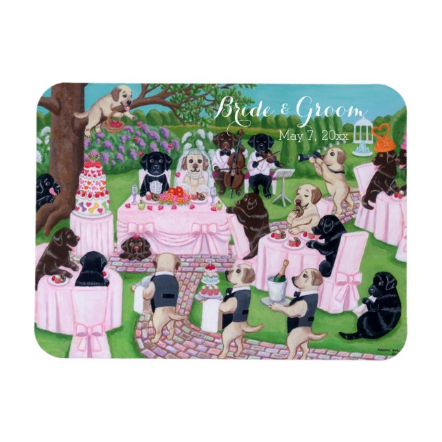 Ímã Pintura personalizada de casamento Labrador (Horizontal)