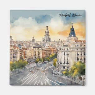 Imã Pintura por Aquarela da cidade de Espanha Madrid