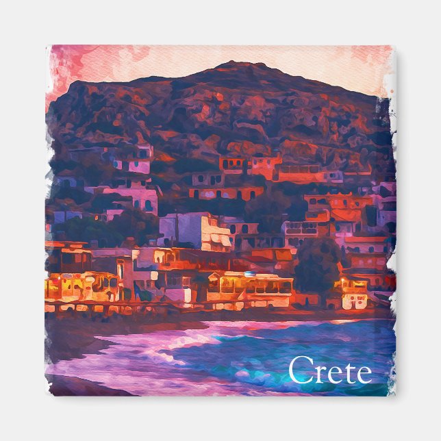 Imã Pintura por Aquarela da ilha grega de Creta Grécia (Frente)