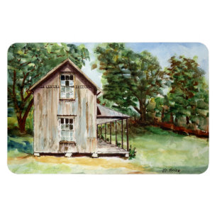 Ímã Pintura rústica da aguarela da herdade velha de