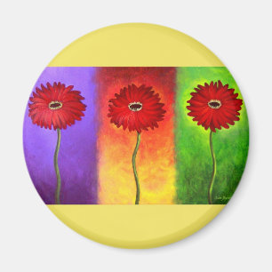 Imã Pintura vermelha da flor da margarida - multi