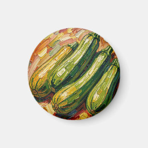 Imã Pintura Vibrante de Abobrinha com Impasto