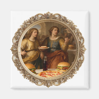 Imã Pintura Vintage da Renascença Paródia de Homens Co