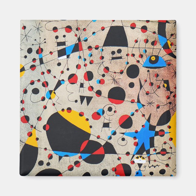 Imã pinturas de joan miro, abstrato art poster (Frente)