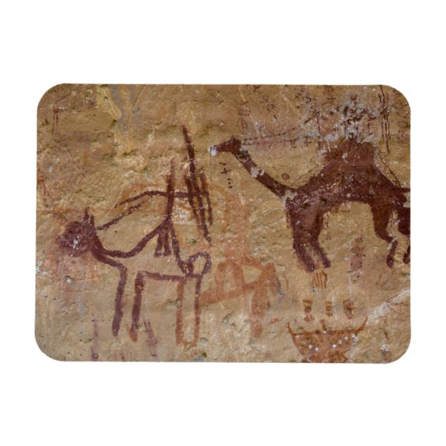 Ímã Pinturas rupestres pré-históricas com camelos e (Horizontal)