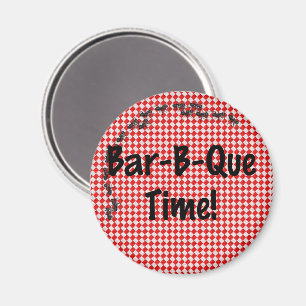 Imã Piquenique de CHURRASCO de Verão em Cloth Red Mes