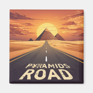 Imã Pirâmides Estrada Pôr-do-Sol Arte Viagem Egito