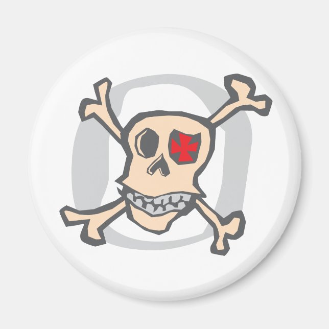 Imã Pirata: Crânio e Ossos Cruzados (Frente)