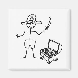 Imã Pirata Stickman Com Treasure Chest