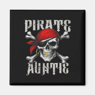 Imã Pirate Auntie Jolly Roger Flag E Skull Crossbone