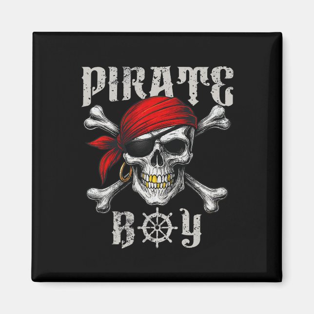 Imã Pirate Boy Jolly Roger Flag E Skull Crossbones H (Frente)