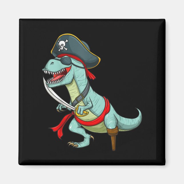 Imã Pirate Dinosaur T Rex Funny Tyrannosaurus Hallowee (Frente)