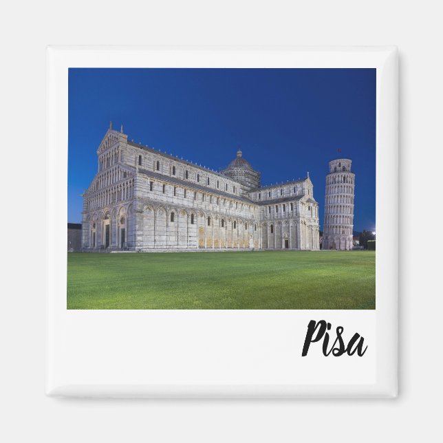 Imã Pisa Leanding Tower Night Panorama Itália Gift (Frente)