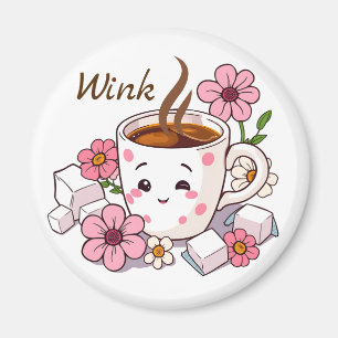 Imã Piscar os olhos! Bom dia - Café Cute Kawaii