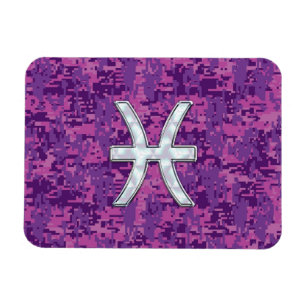 Ímã Pisces Zodiac Sign on Fuchsia Digital Camo