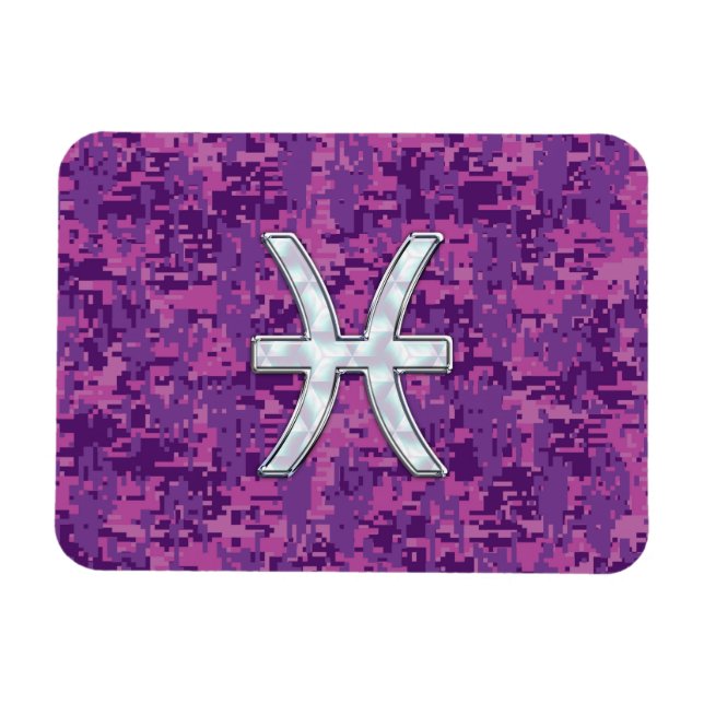 Ímã Pisces Zodiac Sign on Fuchsia Digital Camo (Horizontal)