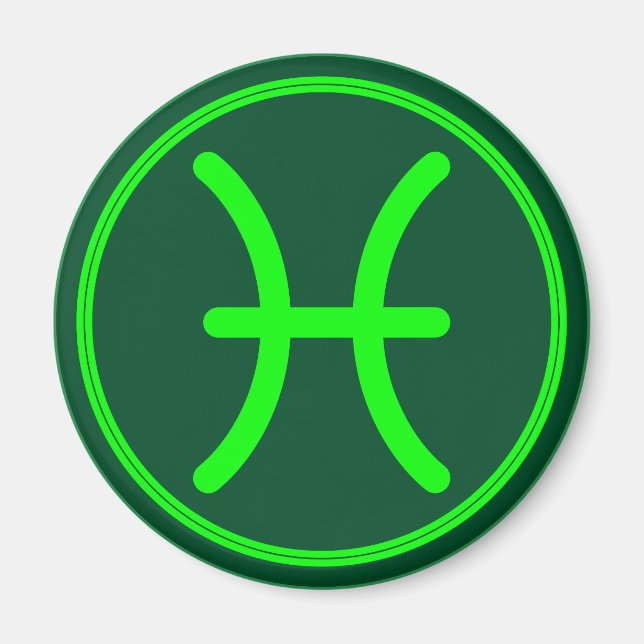 Imã Pisces Zodiac Symbol Green Contrast (Frente)