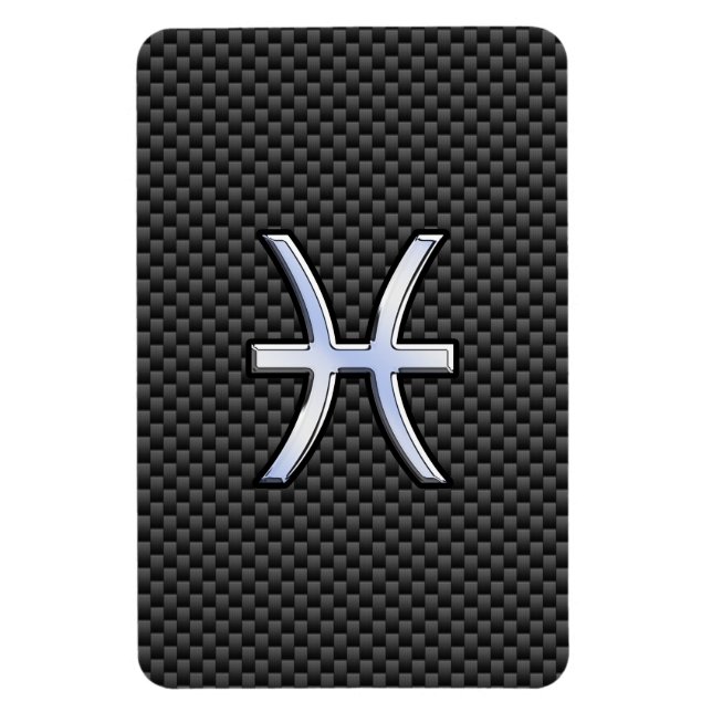 Ímã Pisces Zodiac Symbol on Carbon Fiber Print (Vertical)