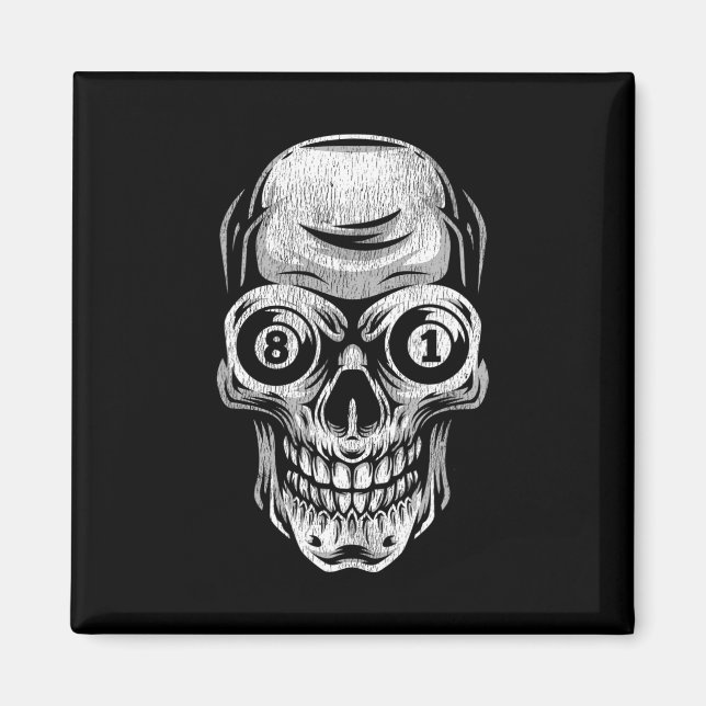 Imã Piscina Billiard Snooker Player Skull 8 E 9 (Frente)