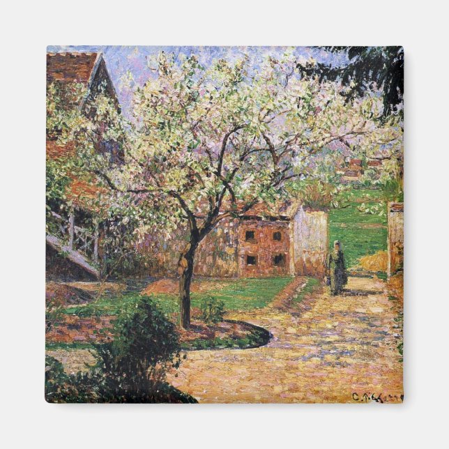 Imã Pissaro: Flor de Plum Tree por Camille Pissaro (Frente)