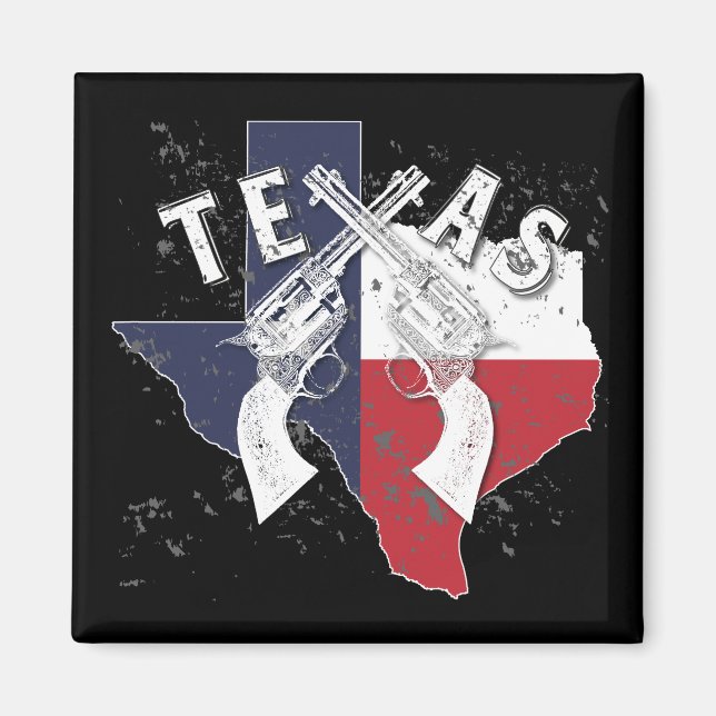 Imã Pistolas cruzadas do Texas Souvenir aflitos (Frente)