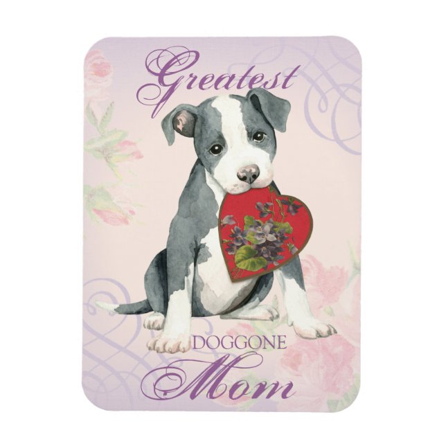 Ímã Pit Bull Heart Mãe (Vertical)