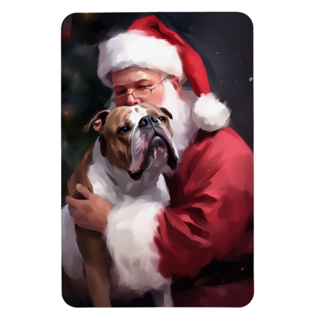 Ímã Pitbull com Papai Noel Natal Festivo (Vertical)