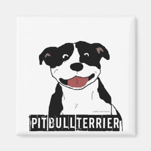 Imã Pitbull de sorriso (apenas nome preto e branco da