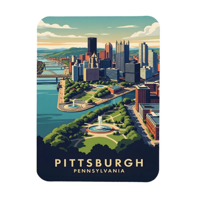Ímã Pittsburgh, Pennsylvania Skyline (Vertical)