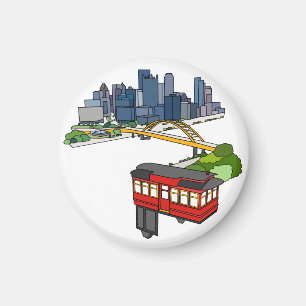 Imã Pittsburgh Pennsylvania Steel City Skyline Art Can