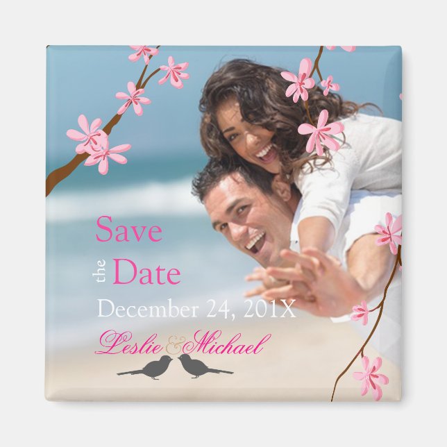 Imã PixDezines Cherry Blossom+aves de amor (Frente)