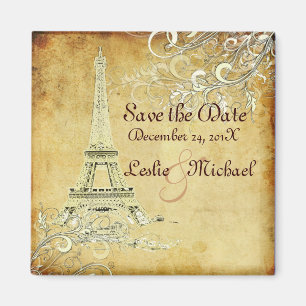 Imã PixDezines Vintage La Tour Eiffel, Salvar a Data