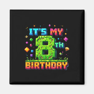 Imã Pixel Colorido Aniversário e's Meu 8º Aniversá
