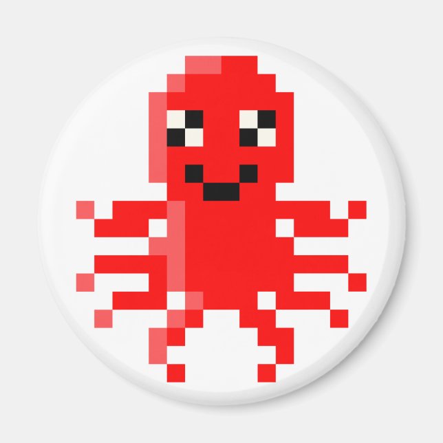 Imã Pixel Feliz Vermelho (Frente)