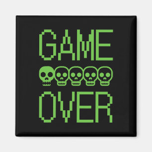 Imã Pixel Gamer Crânio Jogo Terminado Jogo de Vídeo Re