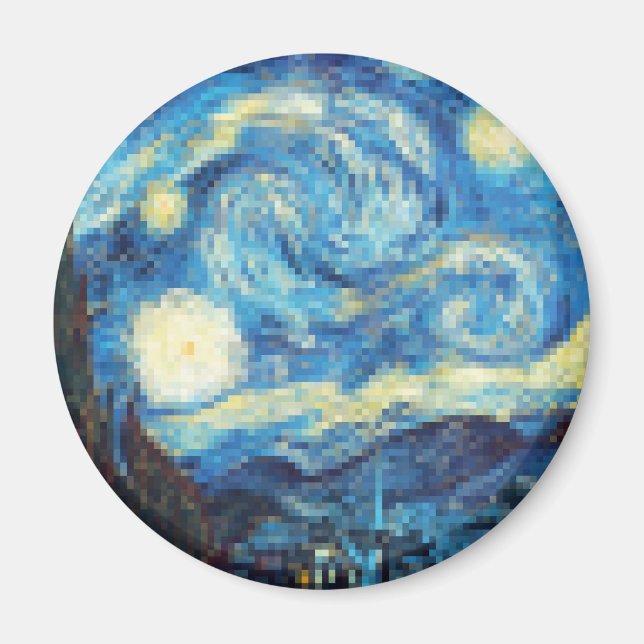 Imã Pixelada Starry Night por Van Gogh (Frente)