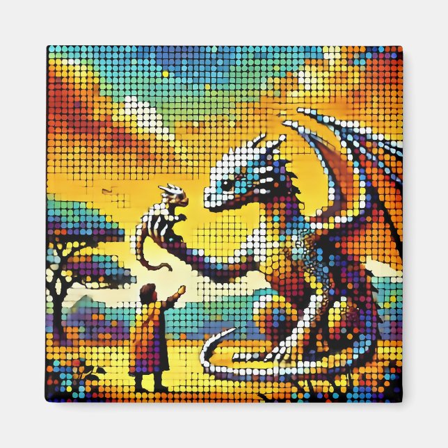 Imã pixelated image of a dragon trainer (Frente)