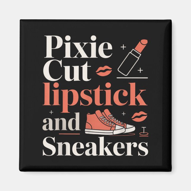 Imã Pixie cut lipstick and sneakers short hair style  (Frente)