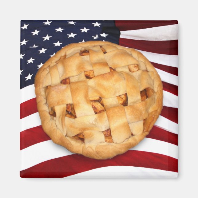 Imã Pizza Americana (Pizza Apple com Bandeira American (Frente)