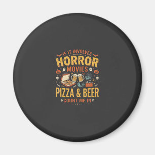 Imã Pizza Cerveja Filmes de Terror Design de Halloween