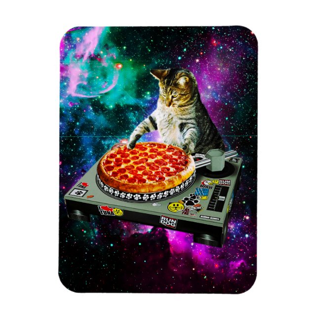 Ímã pizza de gato dj espacial (Vertical)