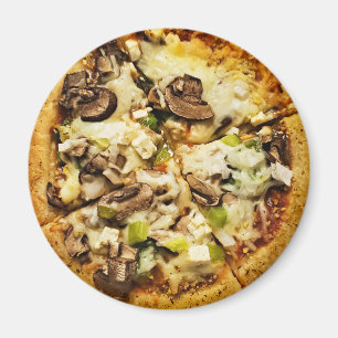 Imã Pizza de Pimentão Verde e Cogumelo Comida