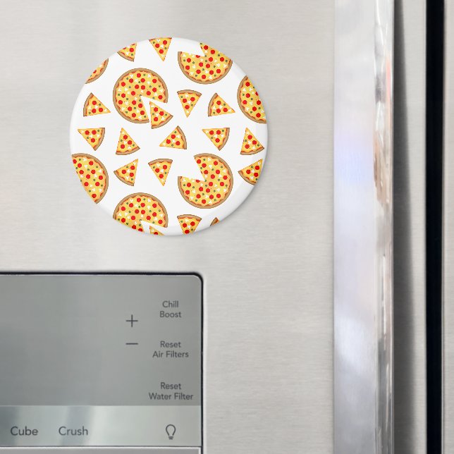 Imã Pizza divertida legal e padrão de fatias em branco (In Situ (Fridge))