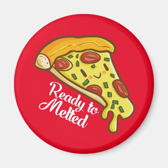 Imã Pizza Engraçada Pronta para o Magnet Derretido (Frente)