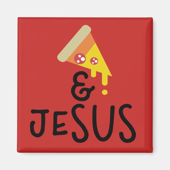 Imã Pizza Pepperoni Jesus Fé Citação Bíblia (Frente)