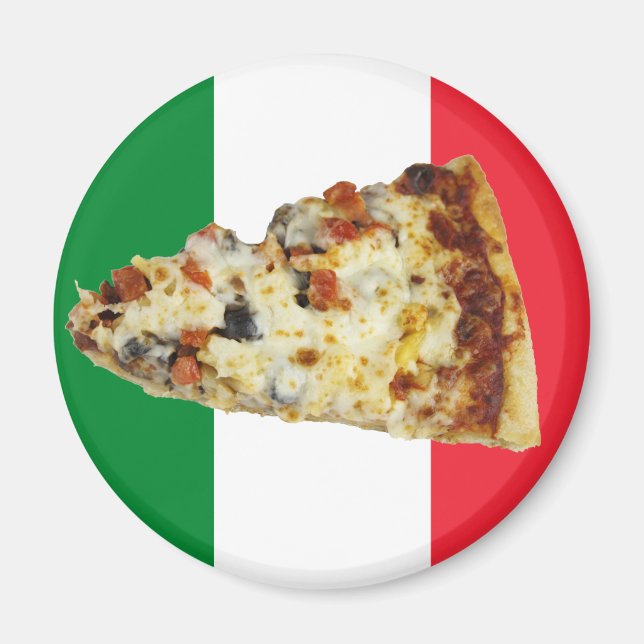 Imã Pizza Slice em Cores da Bandeira Italiana (Frente)