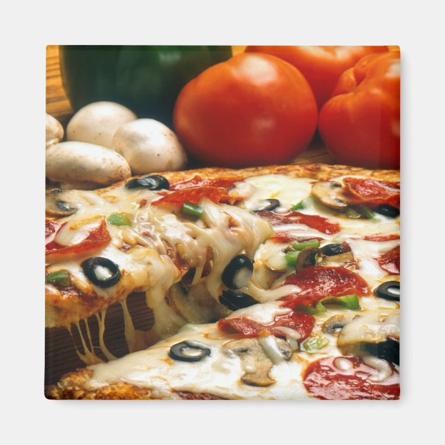 Imã Pizza Tomates Cogumelos Azeitona Queijo (Frente)