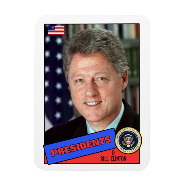 Ímã Placa Baseball Bill Clinton (Vertical)